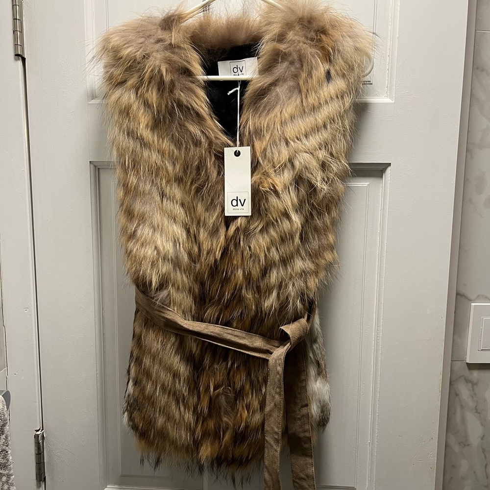 Dolce Vita Genuine Racoon Fur Vest with Rabbit Fur side lining
